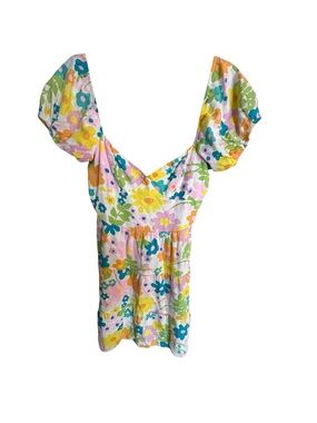 Show Me Your Mumu Cathy Mini Dress Petal Pop Floral Puff Sleeve XS